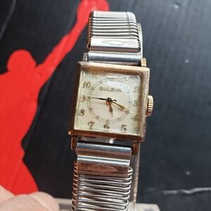 Vintage Bulova Military Dial Silver Manual Winding Watch Running Great